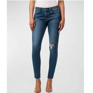 JOE’S Jeans Mid Rise Stretch‎ Straight Leg Skinny Distressed Dark Blue Zip 29